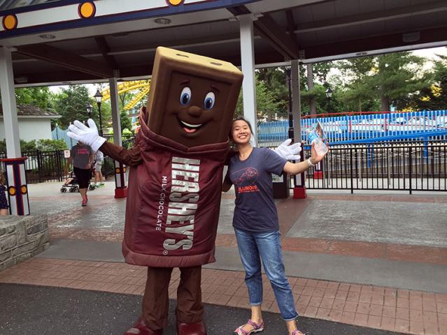 Youyou with Hershey's chocolate mascot