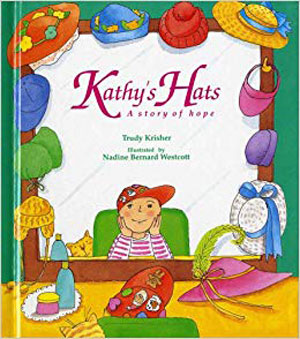 cartoon of young girl surrounded by many hats