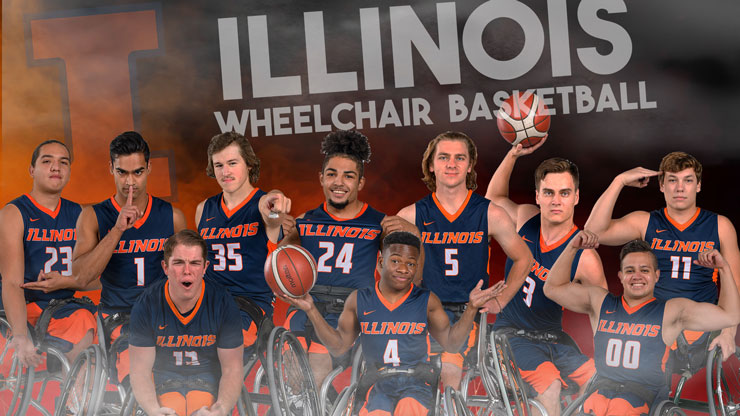 10 men in basketball uniforms on weelchairs