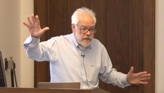 David Pisoni giving animated lecture